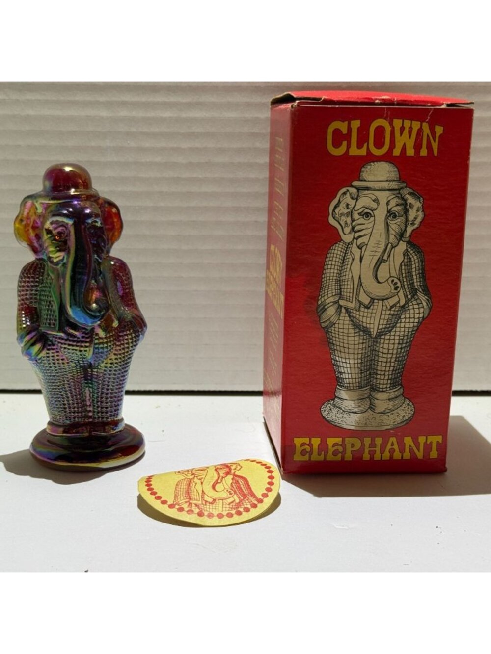 Vintage Summit Art Russ Vogelsong Slag Glass Clown Elephant- Jimmy